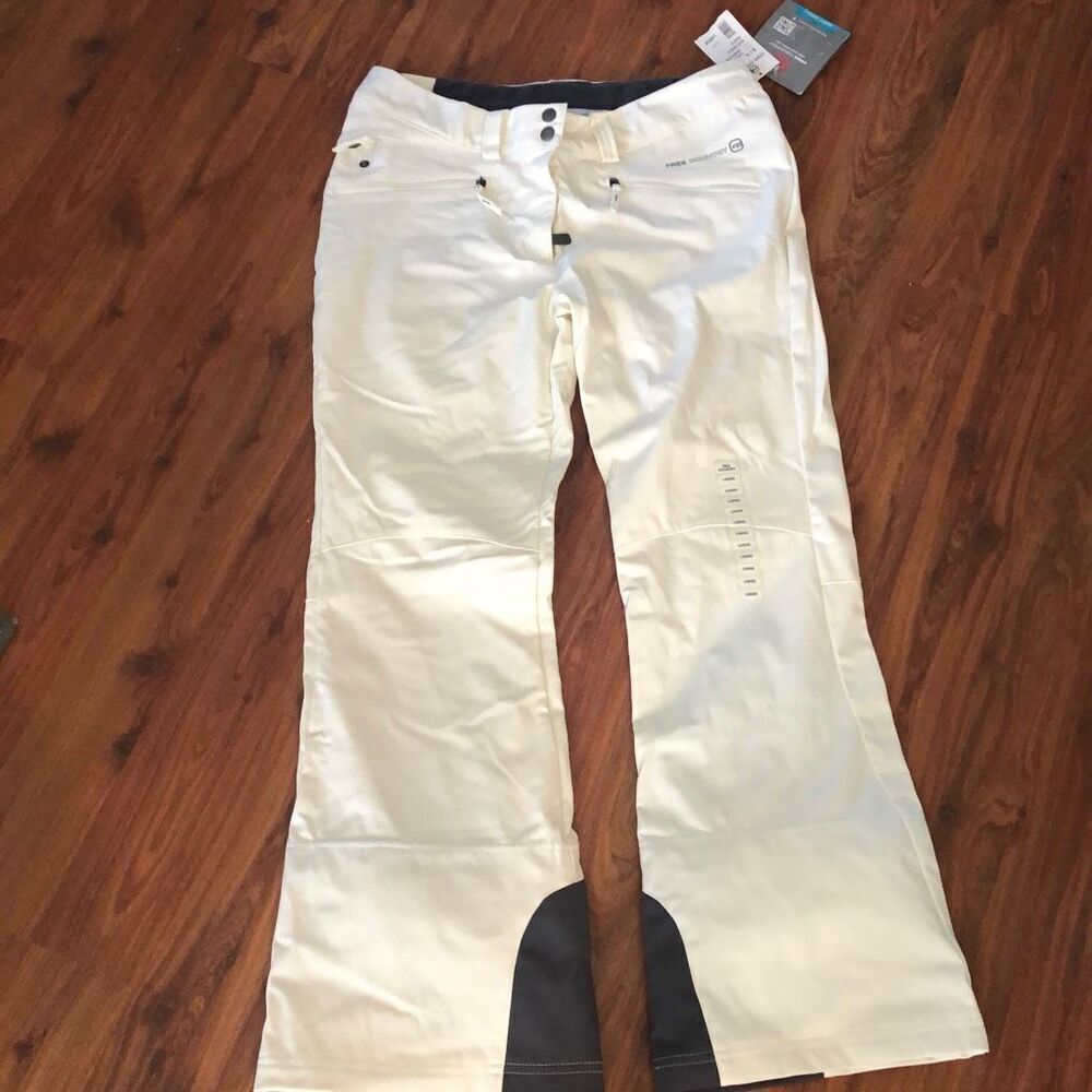 NWT Free Country Whisper, white, soft shell, pants, ski pants, size L